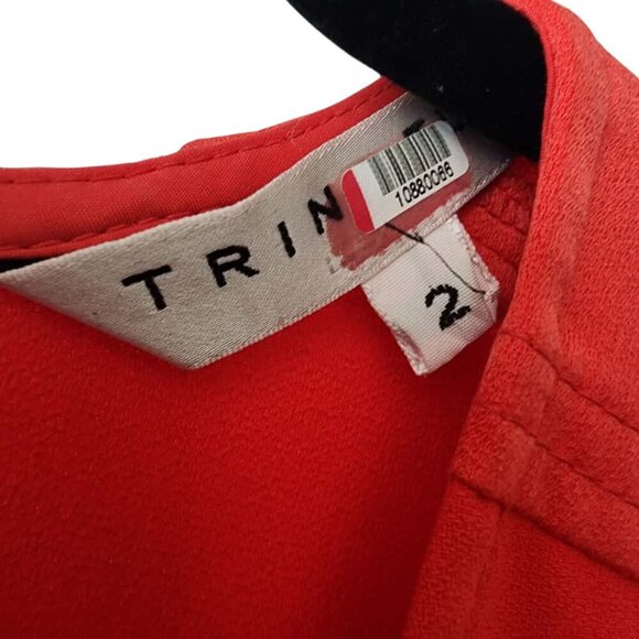 Trina Turk Jumpsuit  Women's Size 2 Coral Red Half Sleeve Pockets For Date Night - Picture 8 of 10